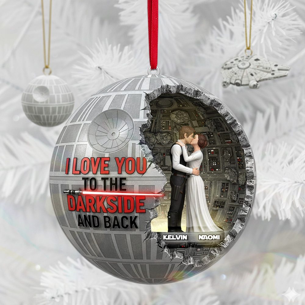 I Love You To The Darkside And Back - Personalized Christmas Acrylic Ornament For Couples - Image 2