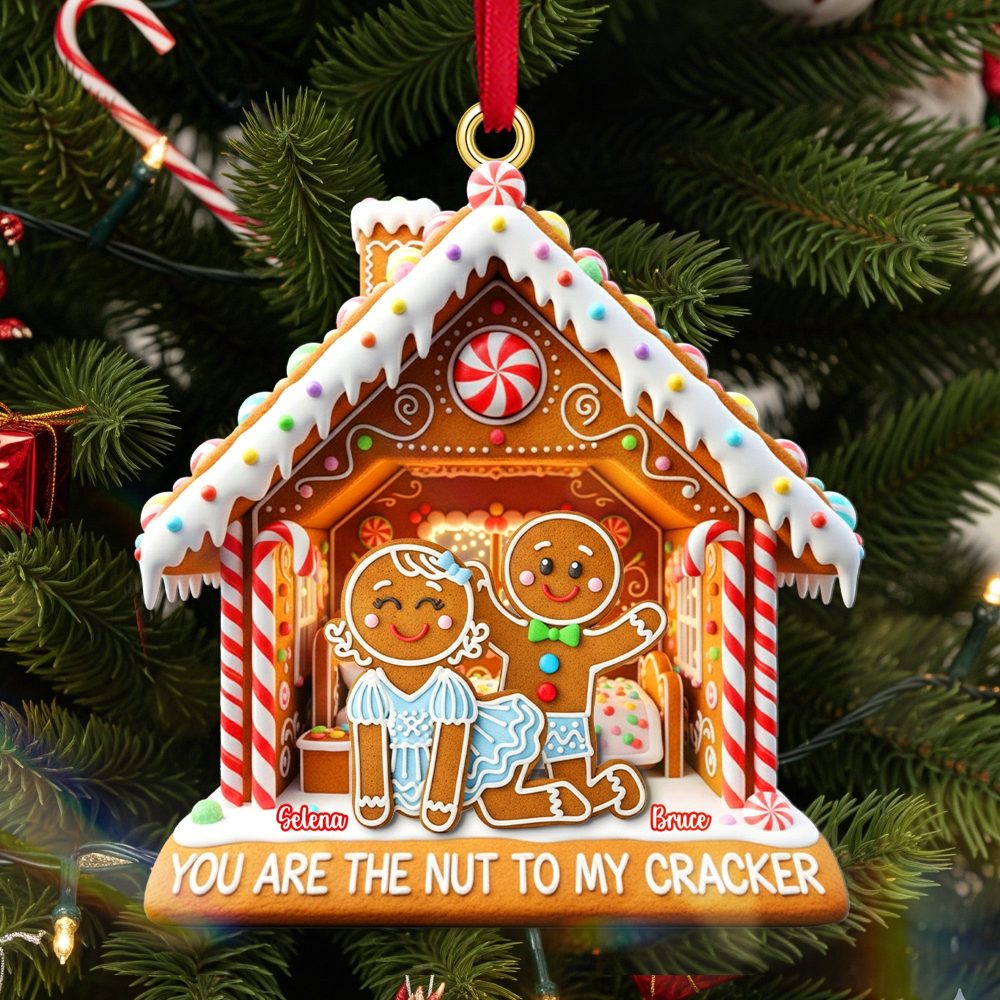 You Are The Nut To My Cracker - Personalized Naughty Couple Gingerbread Acrylic Ornament - Image 2