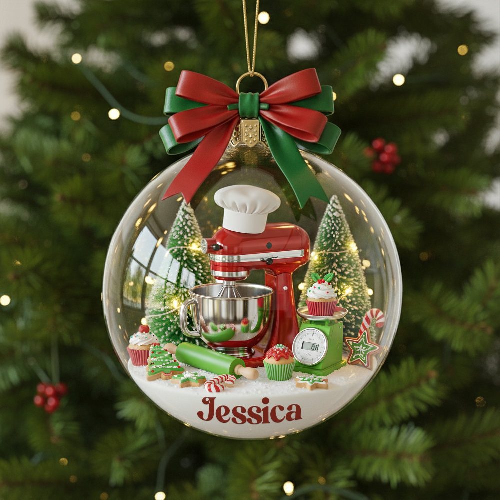 “Bake Joy This Christmas!” – Personalized Stand Mixer Ornament – Gift For Bakers And Cooking Enthusiasts - Image 3