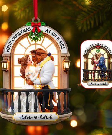 “First Christmas As Mr. & Mrs.” - Personalized Couples Acrylic Ornament