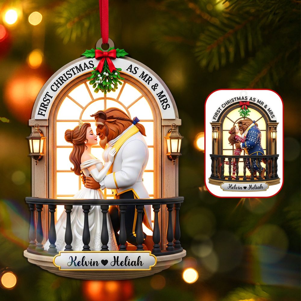 “First Christmas As Mr. & Mrs.” - Personalized Couples Acrylic Ornament