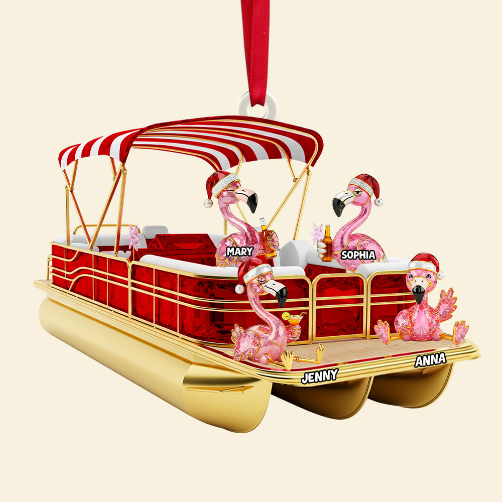 Celebrate The Holidays With Joy! - Flamingo Pontoon Christmas Acrylic Ornament - Personalized Gift For Family And Friends - Image 3
