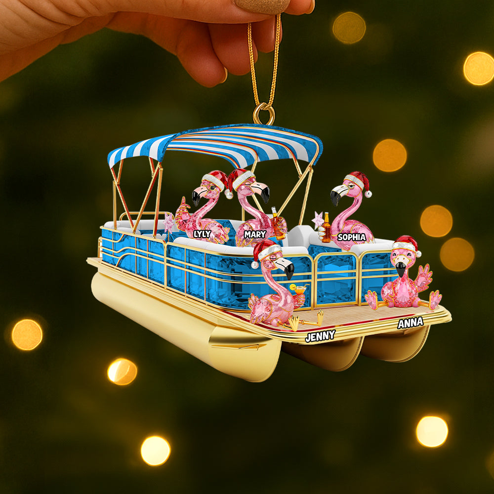 Celebrate The Holidays With Joy! - Flamingo Pontoon Christmas Acrylic Ornament - Personalized Gift For Family And Friends - Image 4