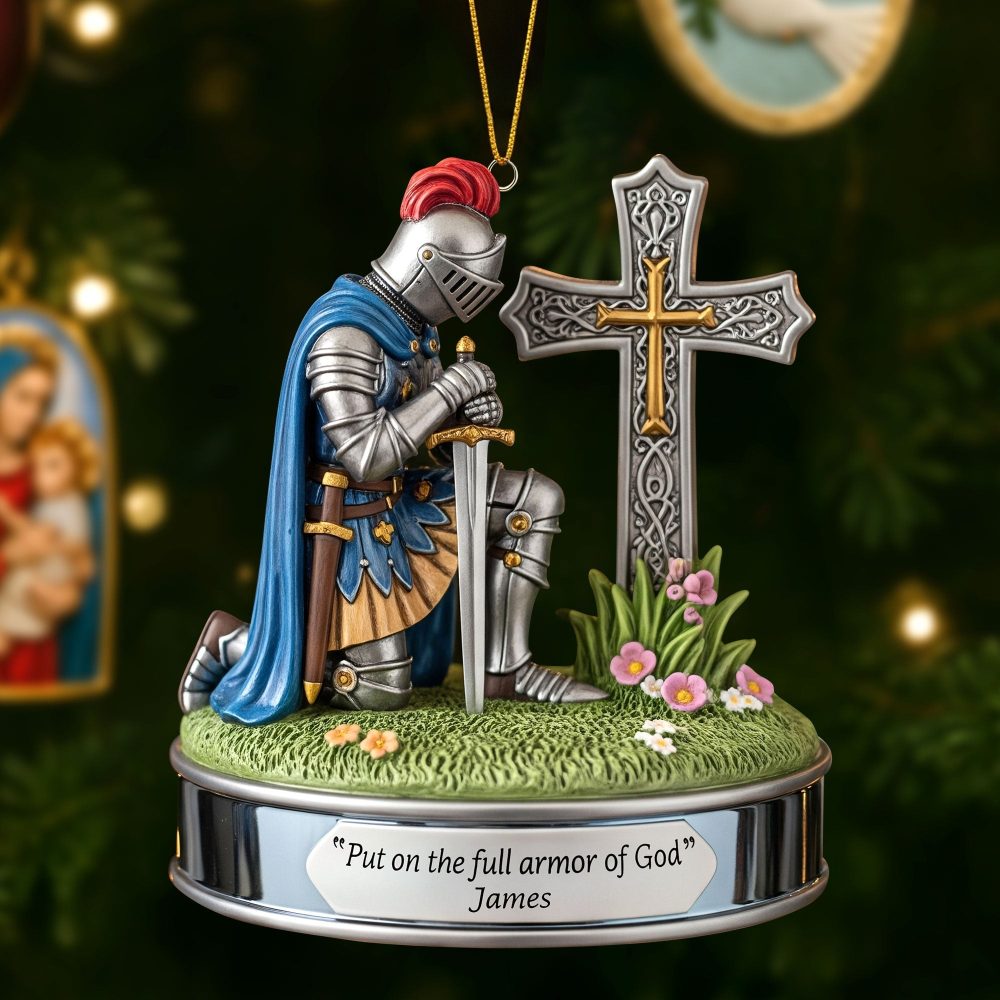 Put On The Full Armor Of God - Kneeing Knight Ornament - Personalized Christian Gift For Friends, Family, And Loved Ones - Image 4