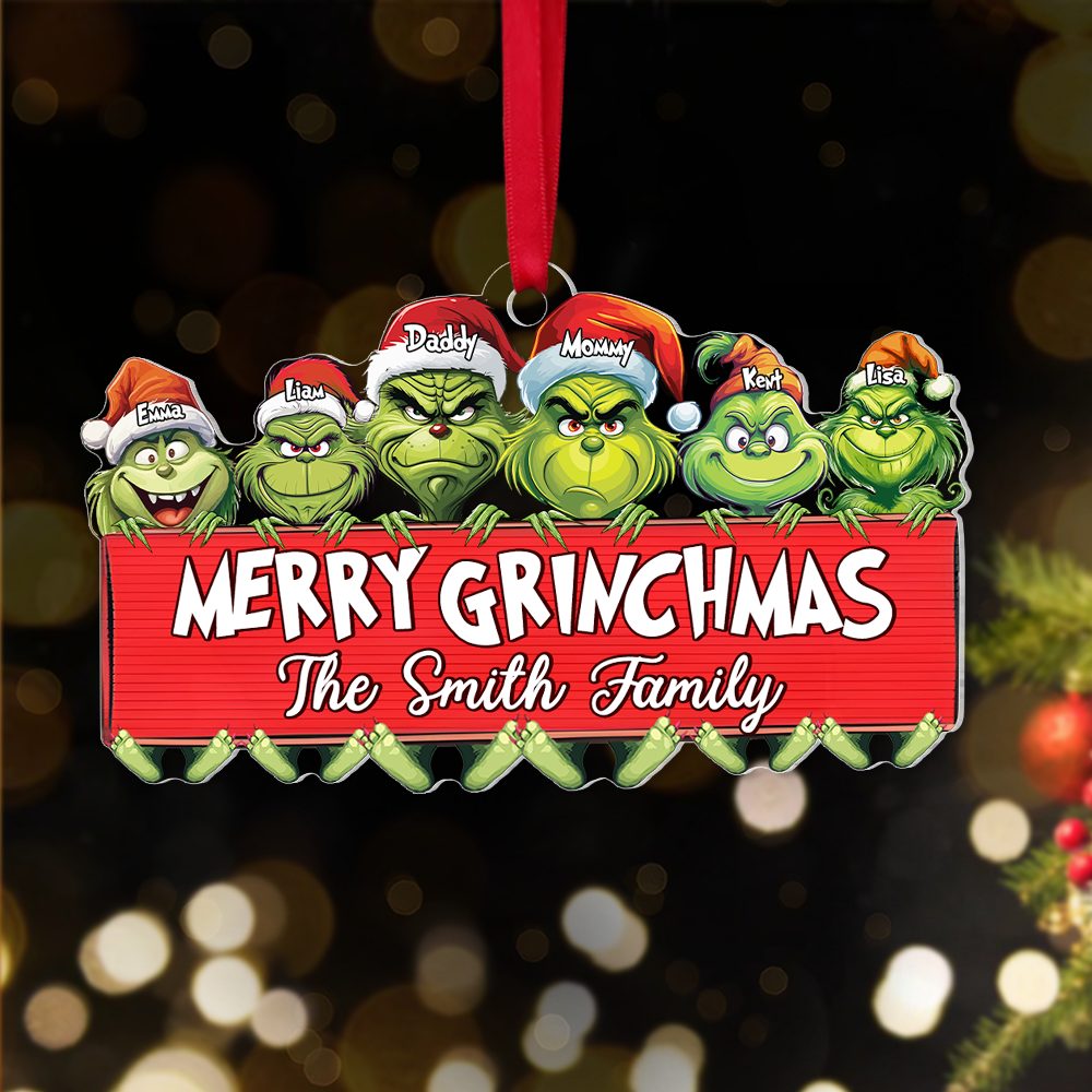 Personalized Merry Grinchmas Family Christmas Ornament