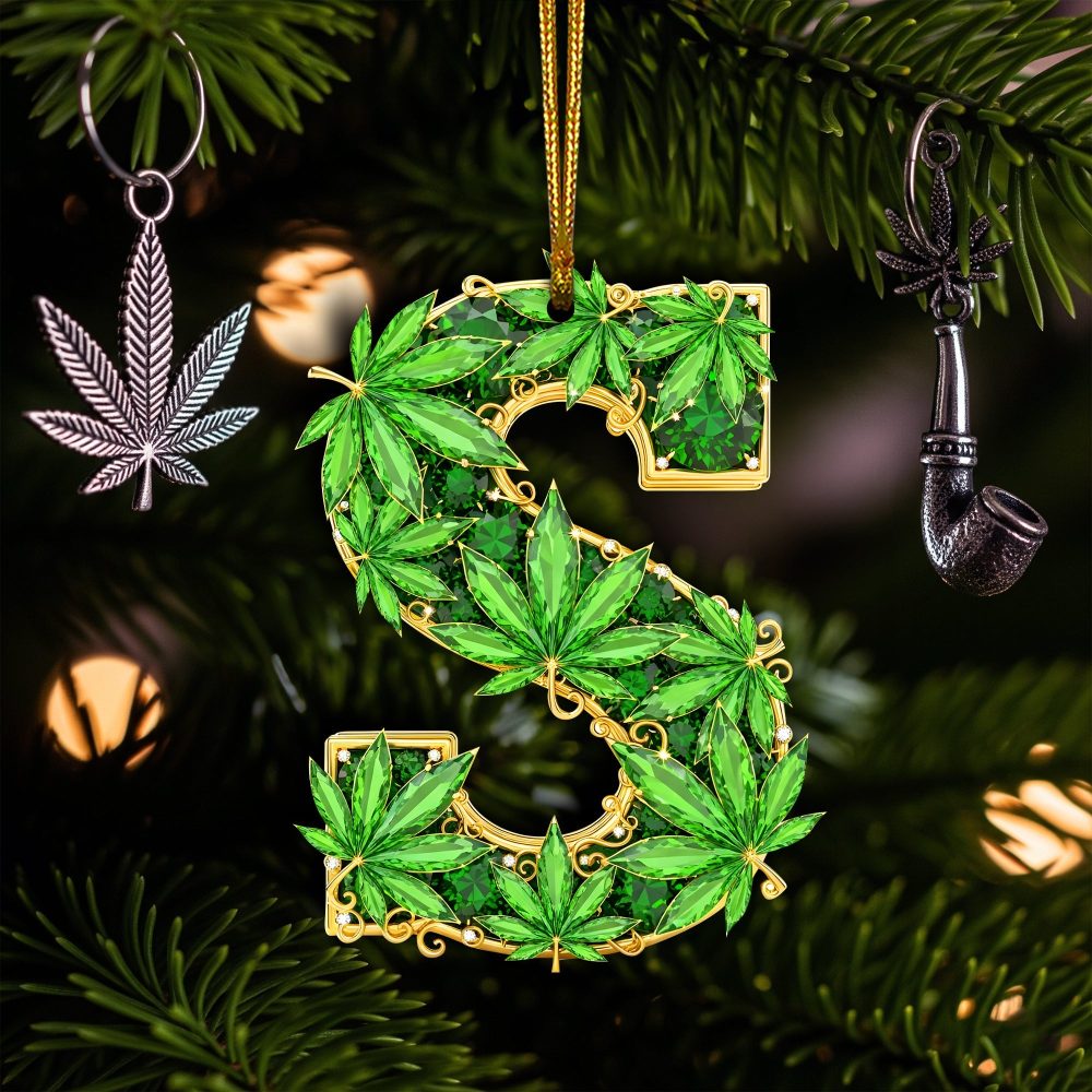 Spark Joy This Christmas With A Unique Touch - Crystal Leaf Initial Ornament, Personalized Gift For Stoners - Image 2