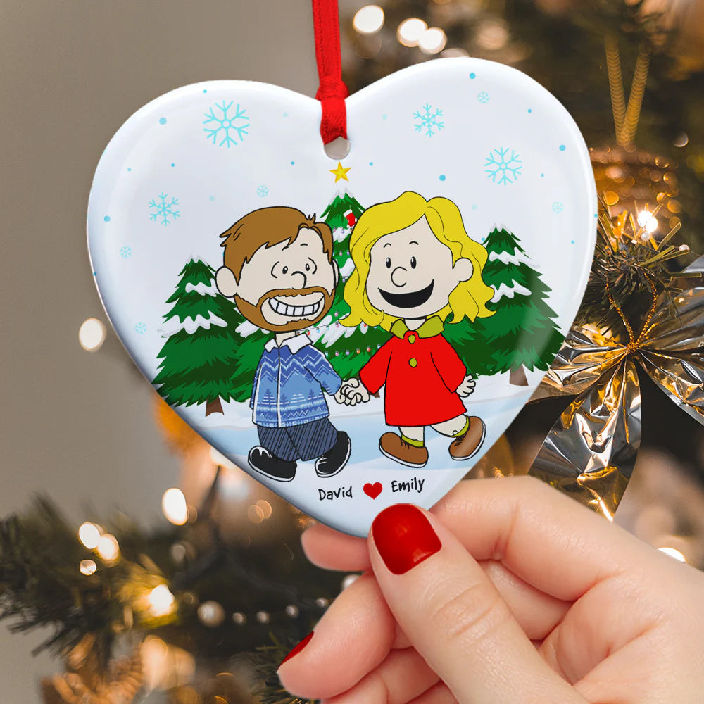 Kissing Couple Heart Ornament - Customizable Christmas Gift For Couples, Friends, And Family - Image 6