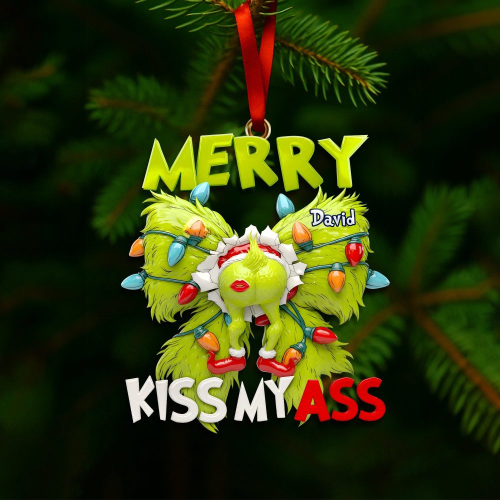 Merry Kiss My Ass - Personalized Grumpy Holiday Ornament For Christmas - Image 2