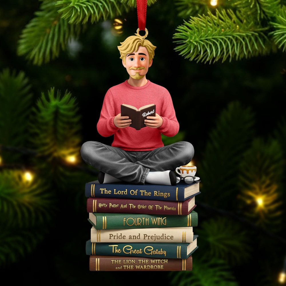 “For The Love Of Books” - Personalized Book Lover Christmas Ornament - Custom Gift For Readers And Bibliophiles - Image 2