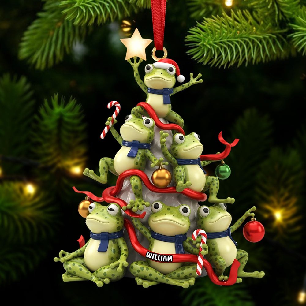 Hop Into The Holidays! - Personalized Funny Frog Ornament - Image 2