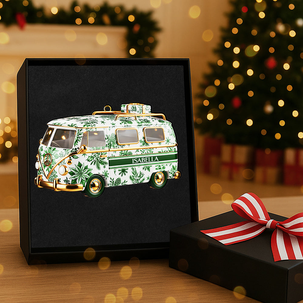 Personalized Gifts For Christmas, Camper Van Toile De Jouy Custom Shape Acrylic Ornament 02Pgta031025 - Image 3