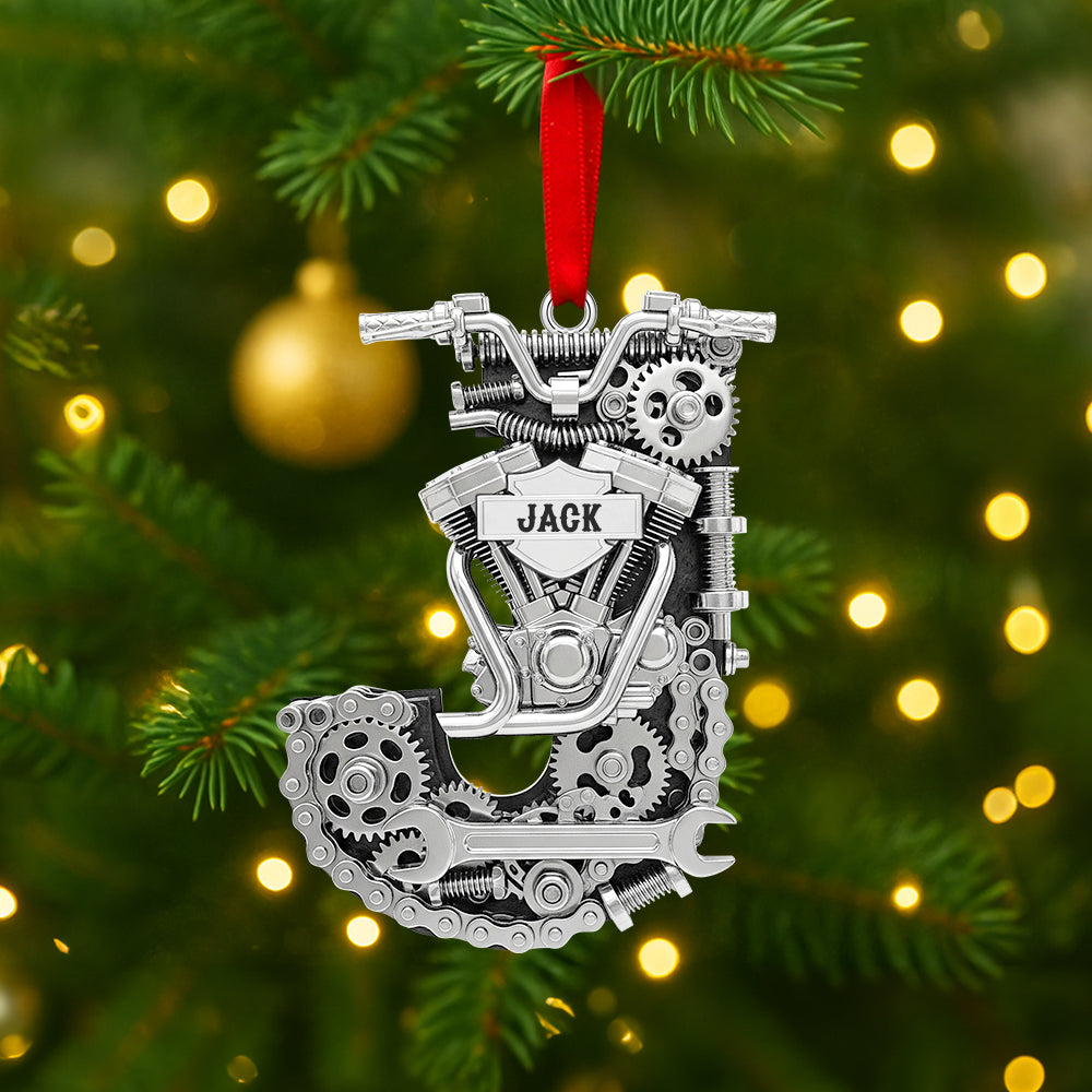 Motorcycle Engine Initial Letter Acrylic Ornament, Personalized Christmas Gifts For Bikers 03Qhtn040925 - Image 3