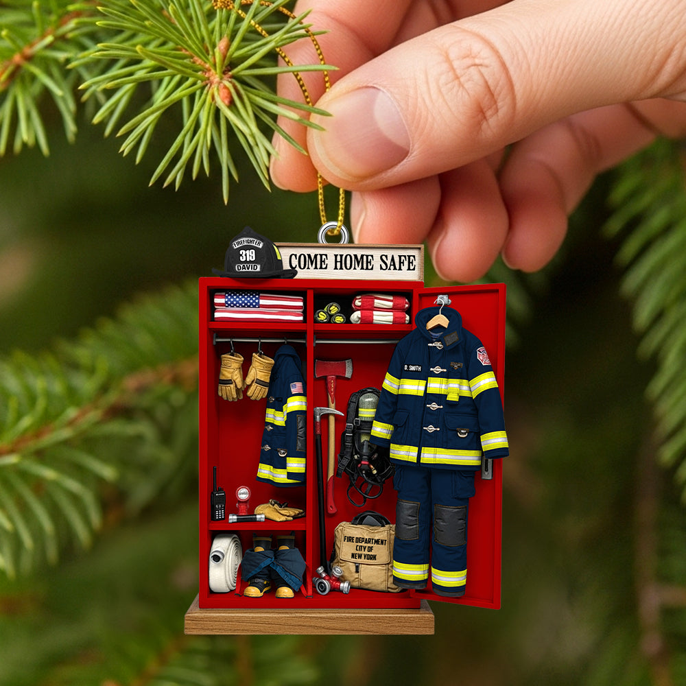 Firefighter Locker Acrylic Ornament, Personalized Christmas Gifts For Firefighter 06Qhtn040625