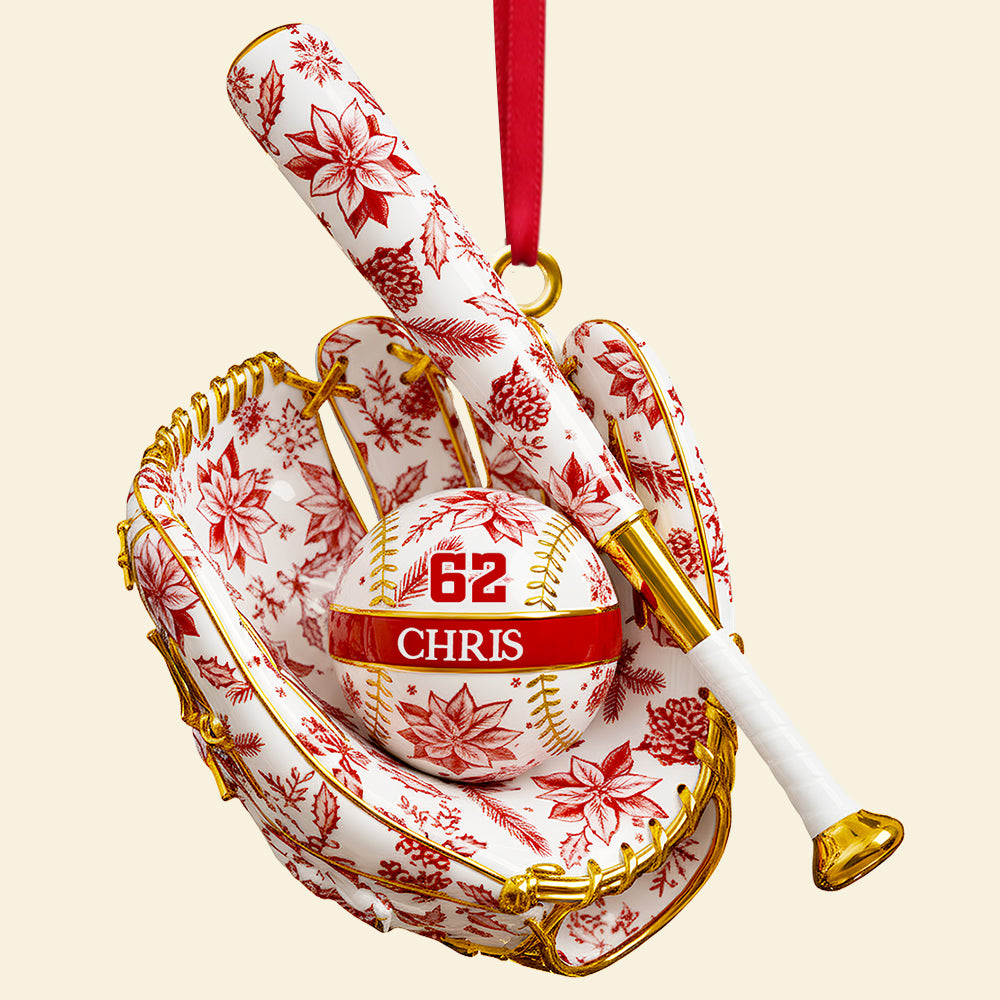 Baseball Toile De Jouy Christmas Ornament Personalized Gifts For Baseball Lovers 04Pgdt021025 - Image 4