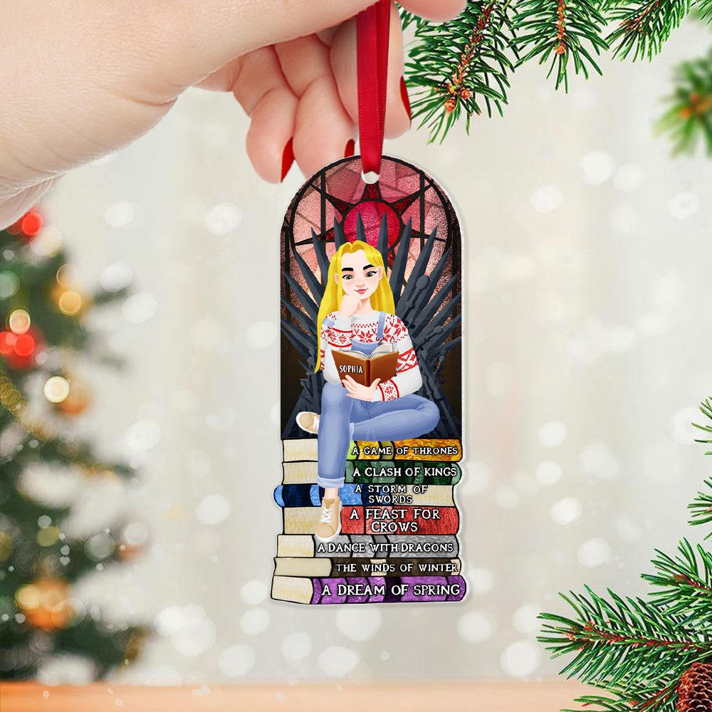 Personalized Gift For Book Lovers 02Hupu170924Pa Ornament A Girl Sitting On Stack Of Books Reading - Image 3