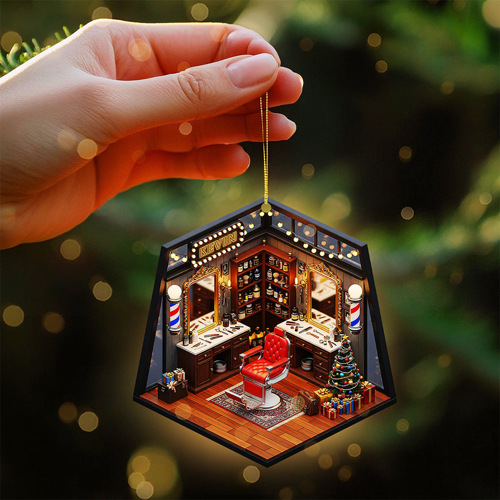 Barber Shop Miniature Ornament - Personalized Gifts For Barbers 04Pgta120825 - Image 3