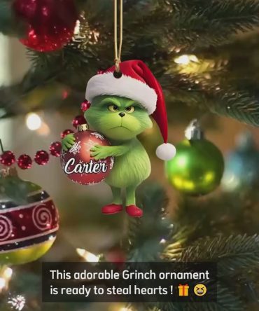 Grinch Cute Green Character - Personalized Stole Christmas Ornament