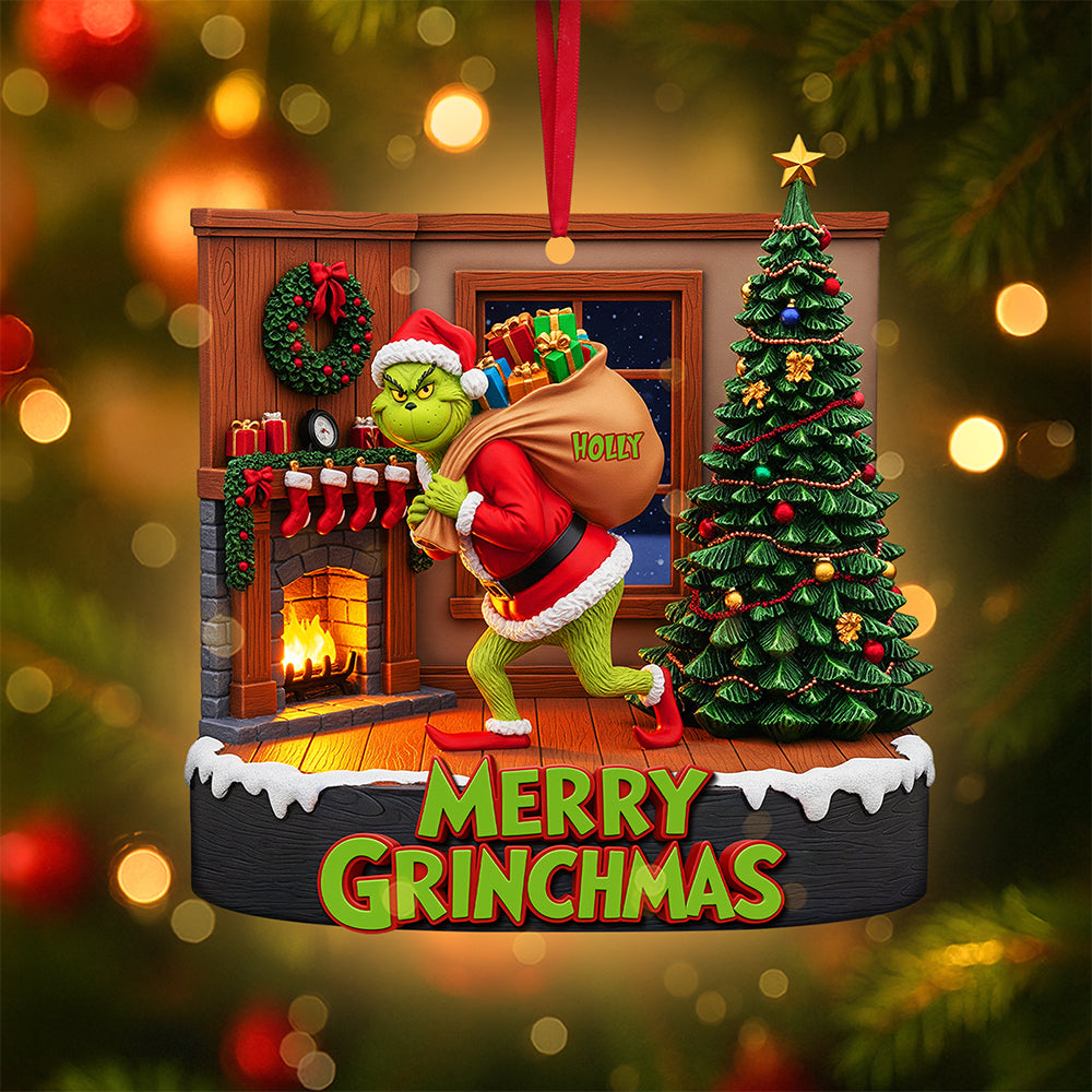 Funny Green Monster Ornament - A Personalized Grinchmas Gift For Everyone - Image 2