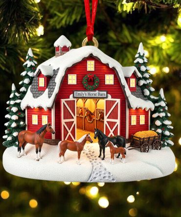 Home Sweet Barn - Personalized Farm Style Christmas Ornament For Horse Lovers
