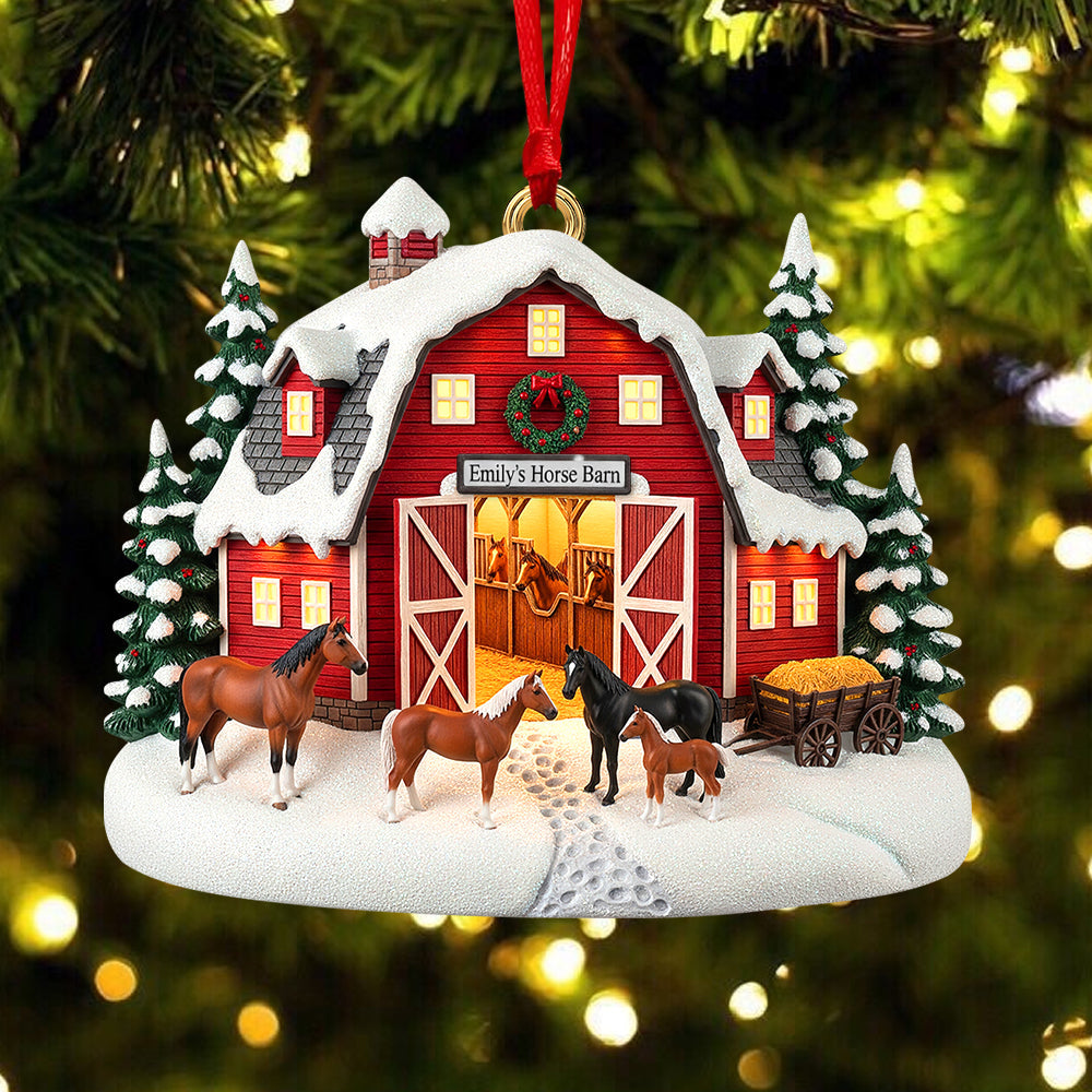 Home Sweet Barn - Personalized Farm Style Christmas Ornament For Horse Lovers