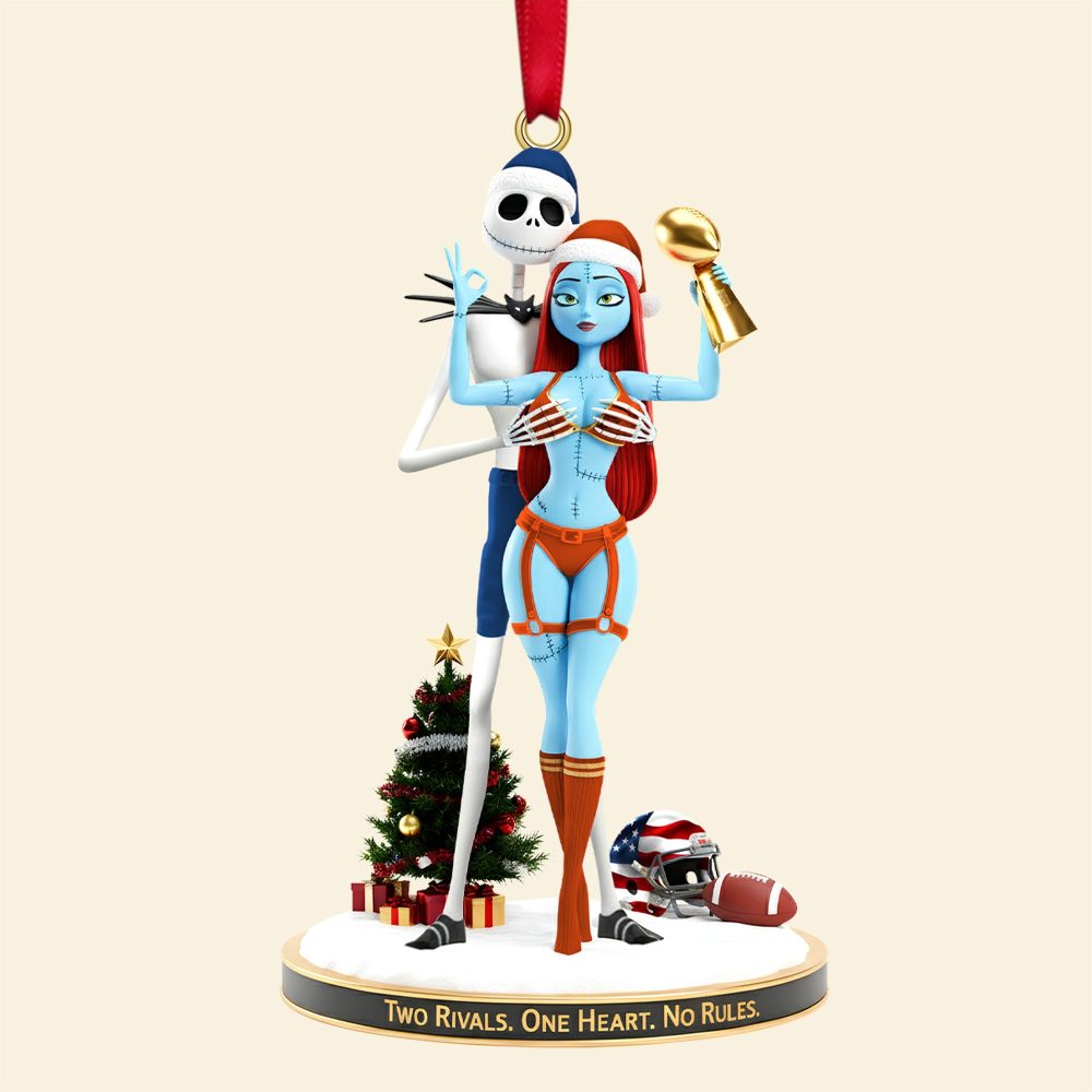 Two Rivals. One Heart. No Rules. – Personalized Christmas Ornament For Sports Couples - Image 4