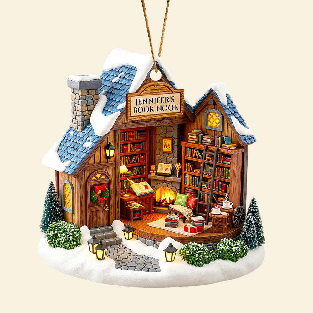 A Cozy Retreat For Every Book Lover - Personalized Book Nook Christmas Ornament - Custom Gift For Readers, Friends, Family - Image 4