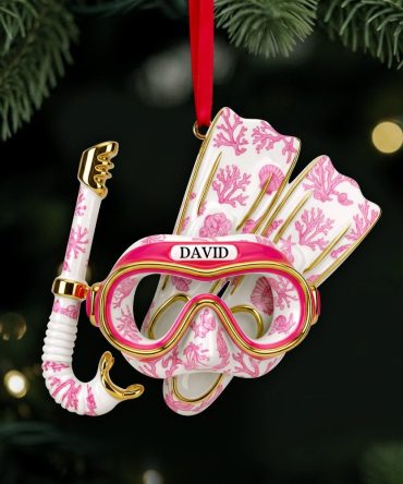 Dive Into Joy: Personalized Deep Sea Diver'S Toile Christmas Ornament - Custom Gift For Scuba Diving Lovers