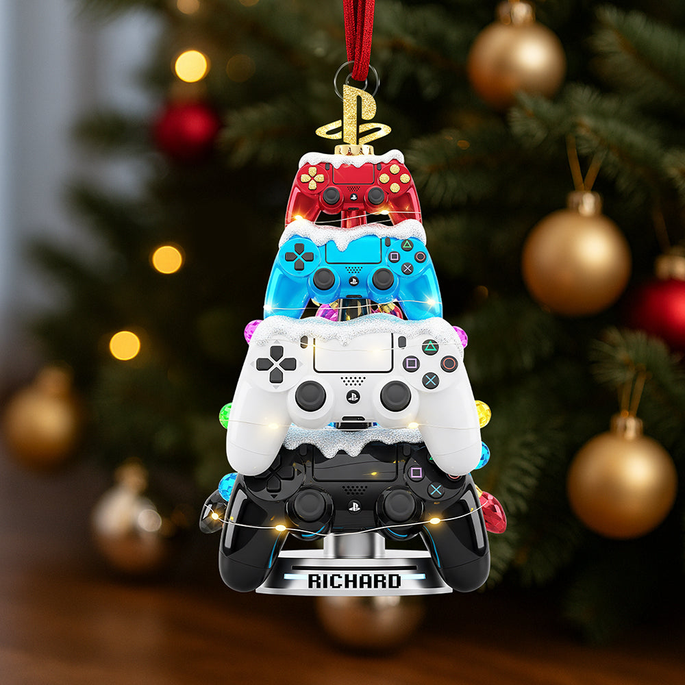 🎄 'Level Up Your Holiday Spirit!' - Gaming Tree Christmas Ornament - Personalized Gift For Gamers 🎮