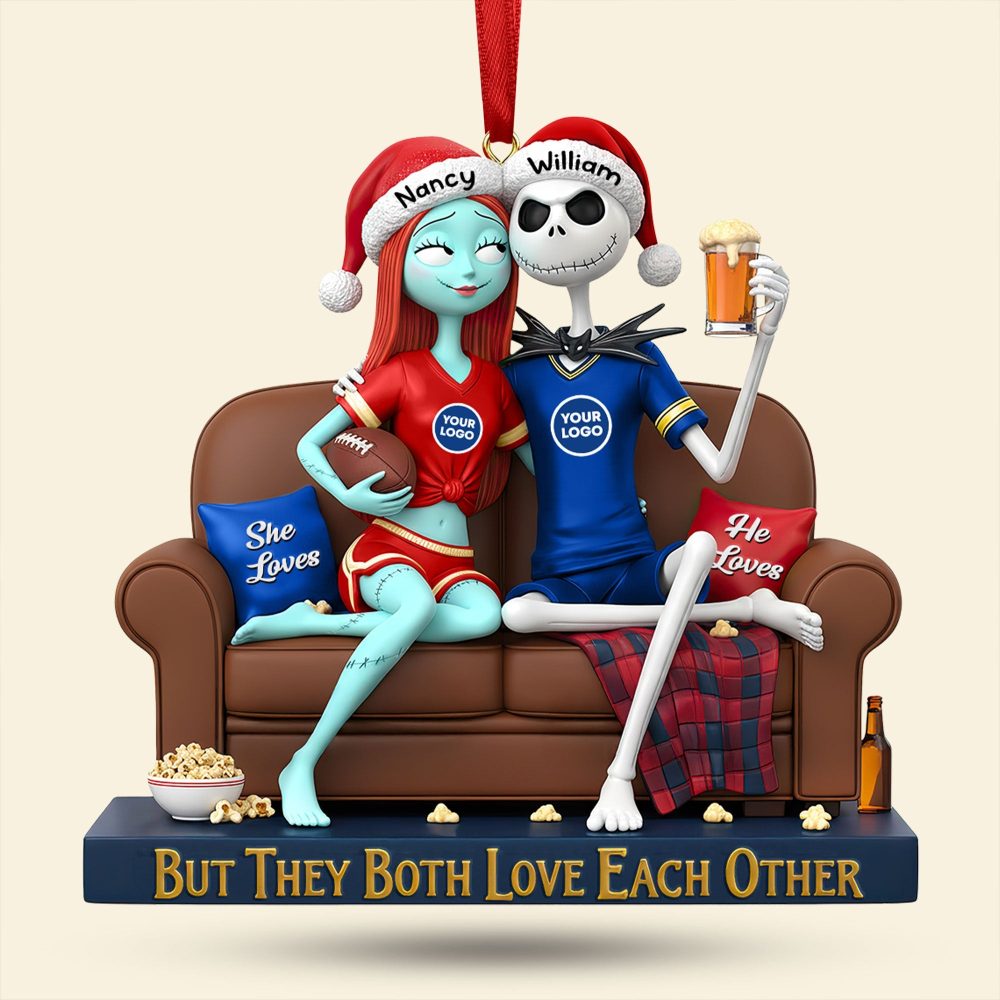But They Both Love Each Other - Sporty Couple Christmas Ornament , Personalized Gift For Couples - Image 4