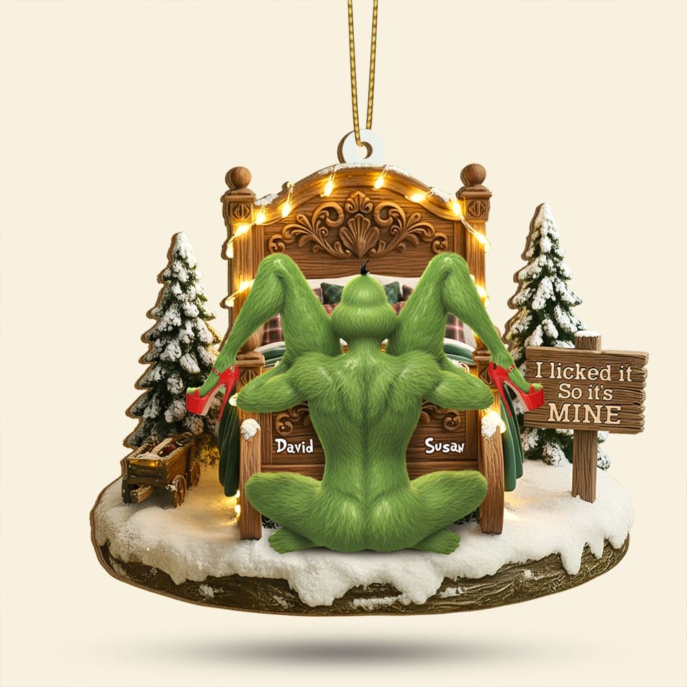 I Licked It, So It'S Mine - Naughty Green Couple Ornament - Personalized Gift For Couples - Image 3