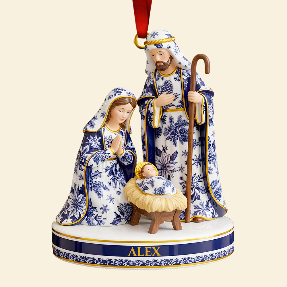 Cherish The True Meaning Of Christmas - Toile De Jouy Nativity Christmas Ornament - Personalized Gift For Family, Friends, And Believers - Image 5