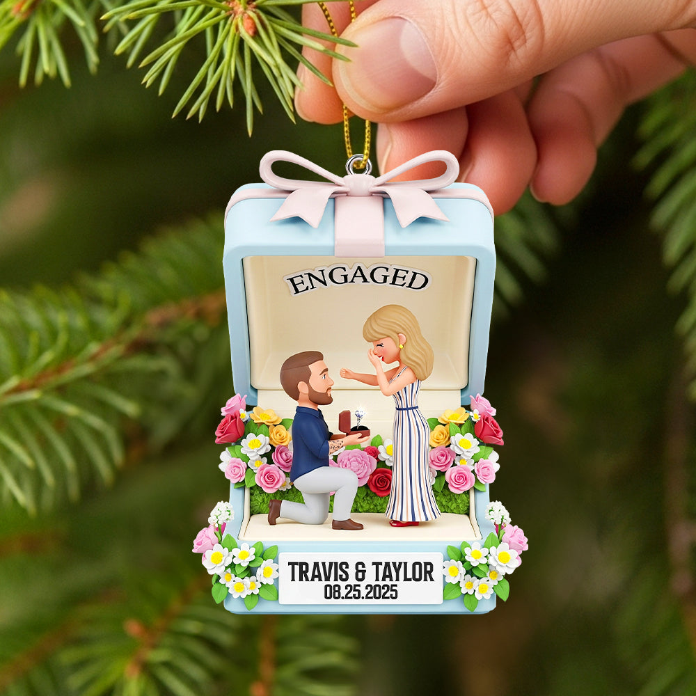 Engaged Forever - Personalized Engagement Anniversary Christmas Ornament For Couples - Image 2