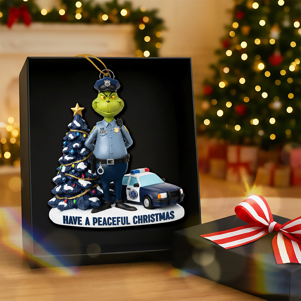 Have A Peaceful Christmas - Badass Police Christmas Ornament , Personalized Gifts For Police Officers - Image 3