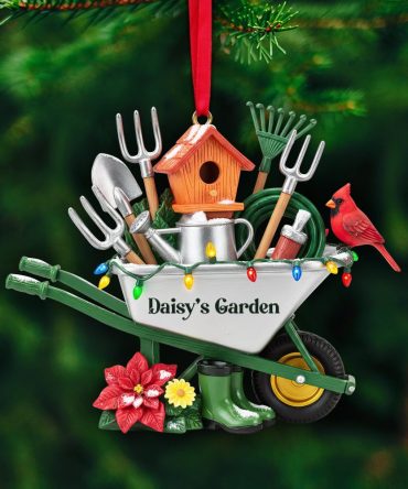 Gardening Brings Joy - Personalized Gardener'S Tool Caddy Ornament - Custom Gift For Gardeners, Nature Lovers, And Christmas Enthusiasts