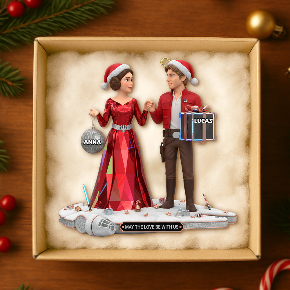 May The Love Be With Us - Personalized Christmas Ornament For Couples - Unique Gift For Him And Her - Image 3