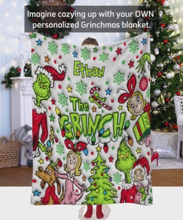 Grinch Merry Grinchmas - Personalized Stole Christmas Blanket