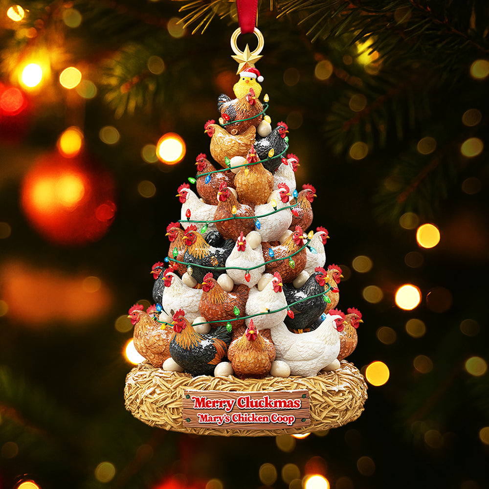 Merry Cluckmas - Personalized Chicken Lovers Christmas Ornament - Image 3
