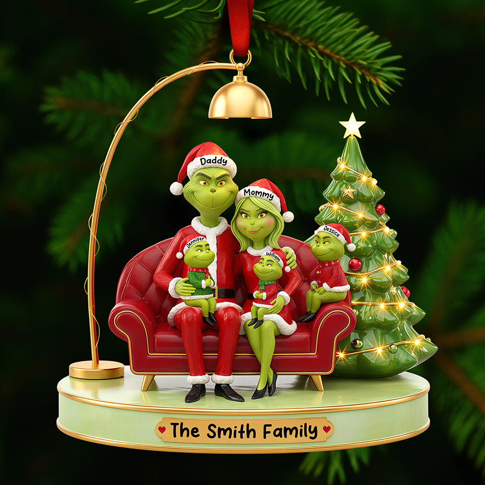 Celebrate Family Joy: Funny Green Family Christmas Ornament - Personalized Gift For Everyone - Image 3