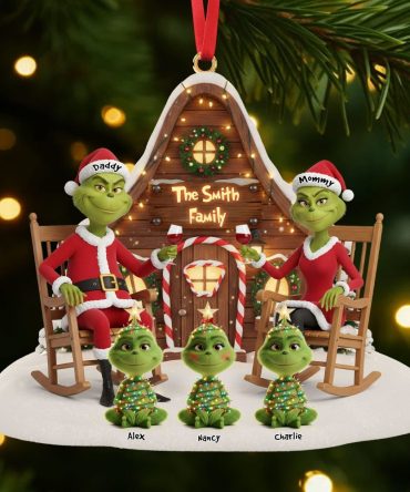 Celebrate Family Togetherness With Our Green Monster Family Ornament - A Personalized Christmas Decoration