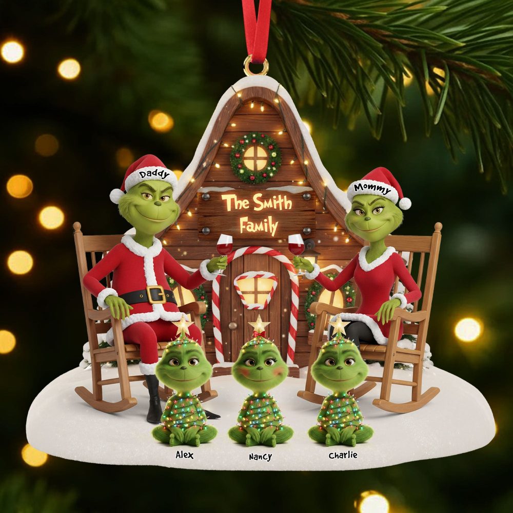 Celebrate Family Togetherness With Our Green Monster Family Ornament - A Personalized Christmas Decoration