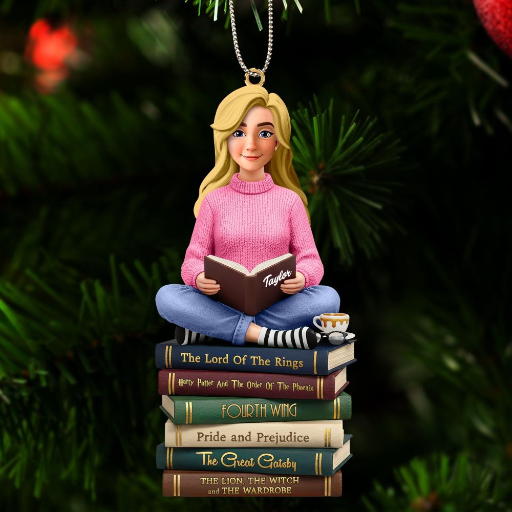 “For The Love Of Books” - Personalized Book Lover Christmas Ornament - Custom Gift For Readers And Bibliophiles