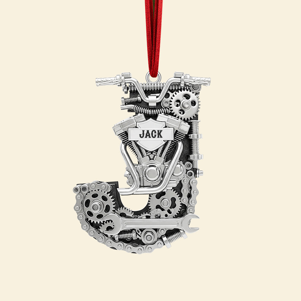 Motorcycle Engine Initial Letter Acrylic Ornament, Personalized Christmas Gifts For Bikers 03Qhtn040925 - Image 4