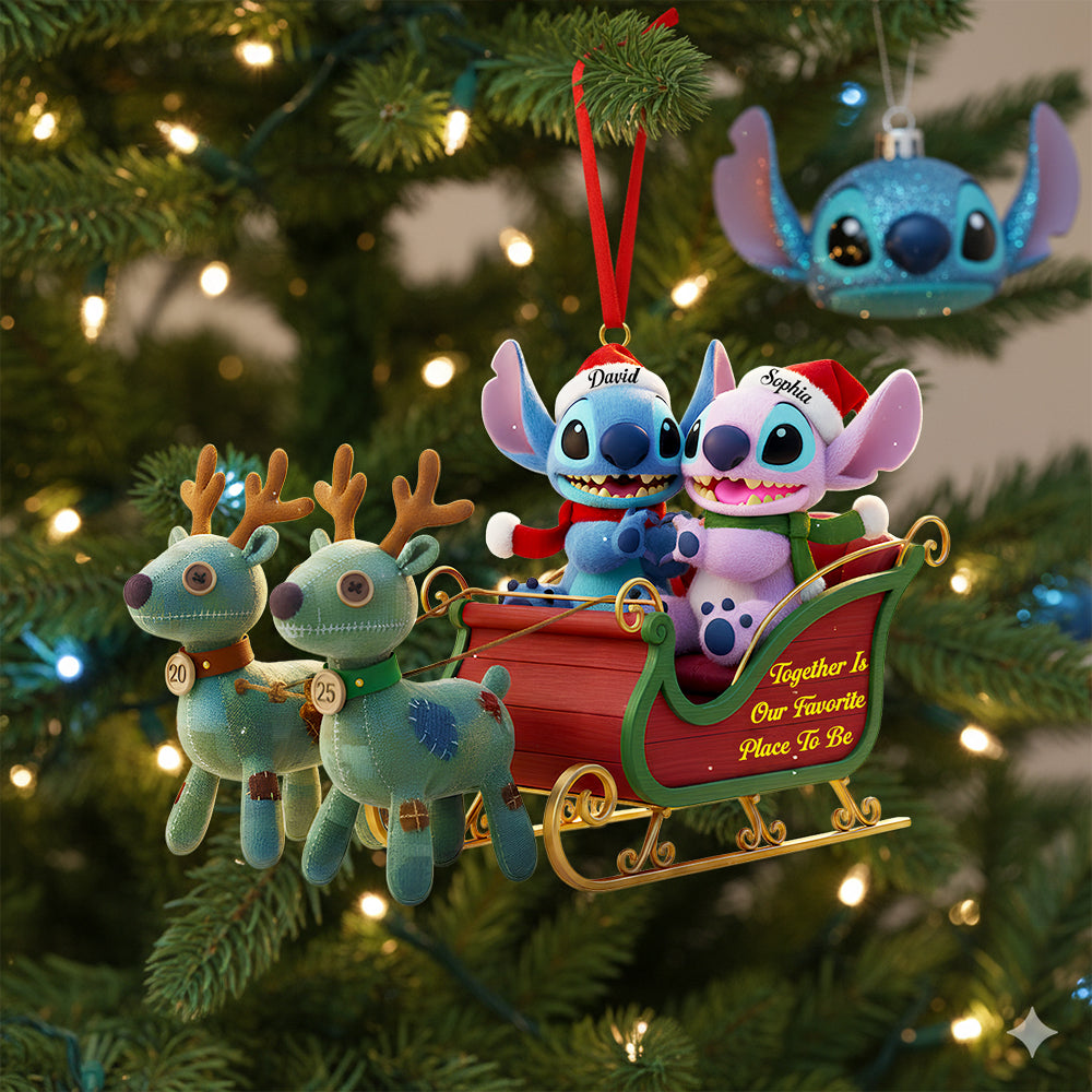 Couple Christmas Sleigh Christmas Ornament Personalized Gifts For Couple 03Tgdt240925
