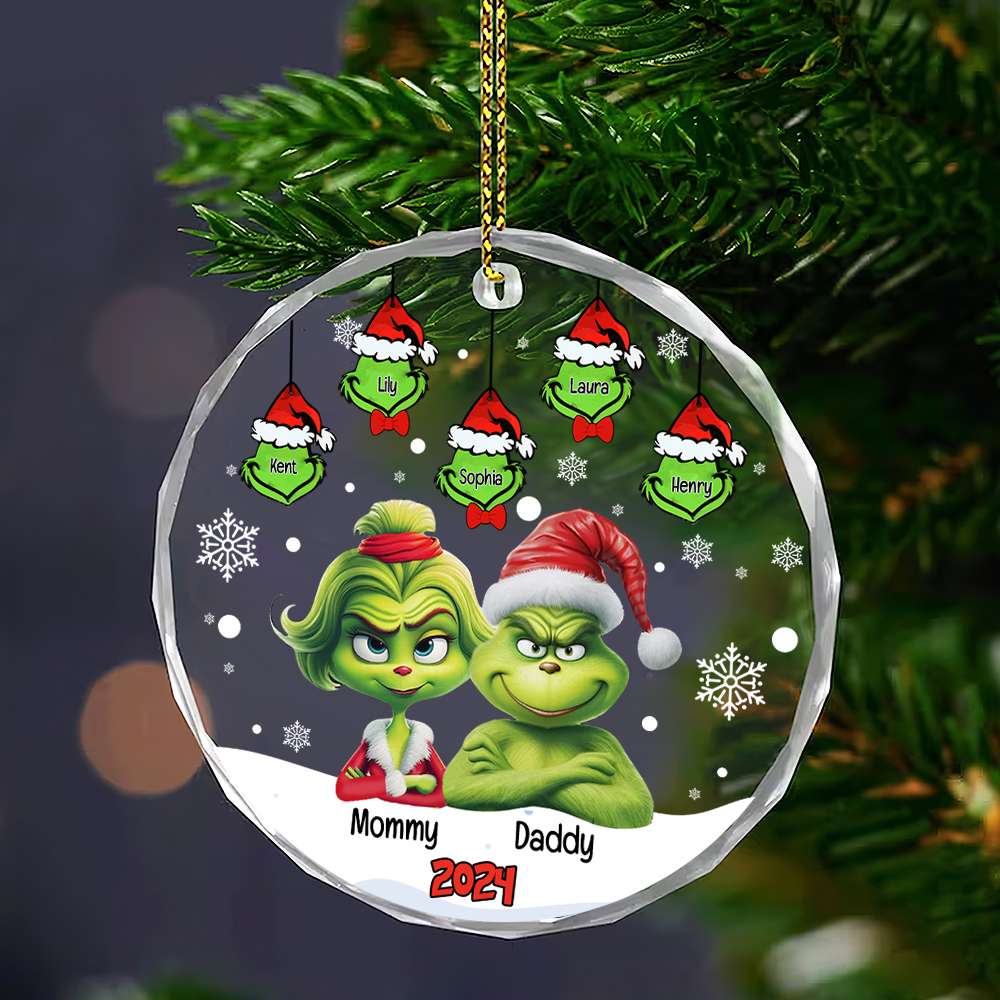 Monster Family Ornament - Green Little Hearts - Personalized Gifts For Family - Image 3