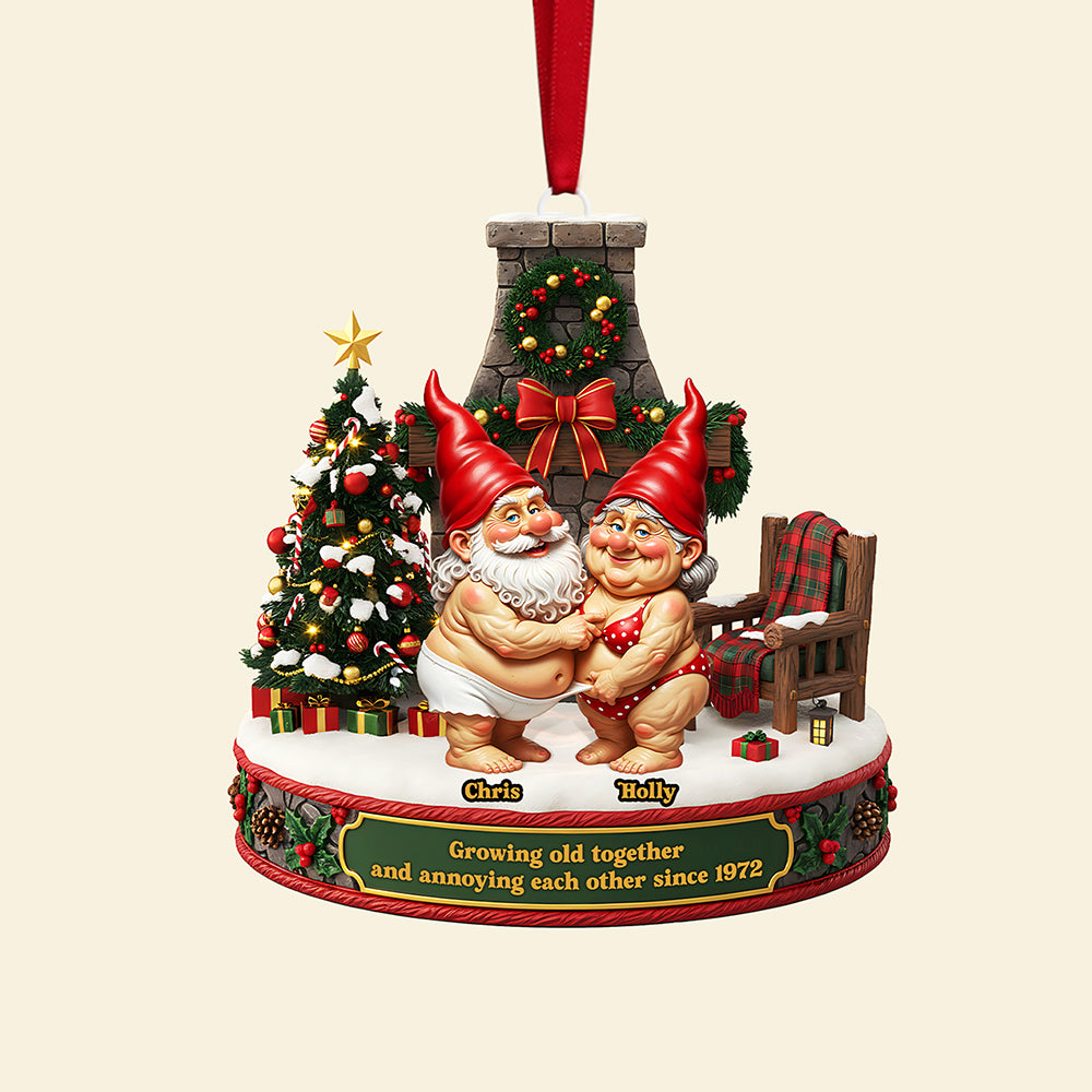 Personalized Gifts For Christmas, Gnome Couple Acrylic Ornament 04Nata300925 - Image 4
