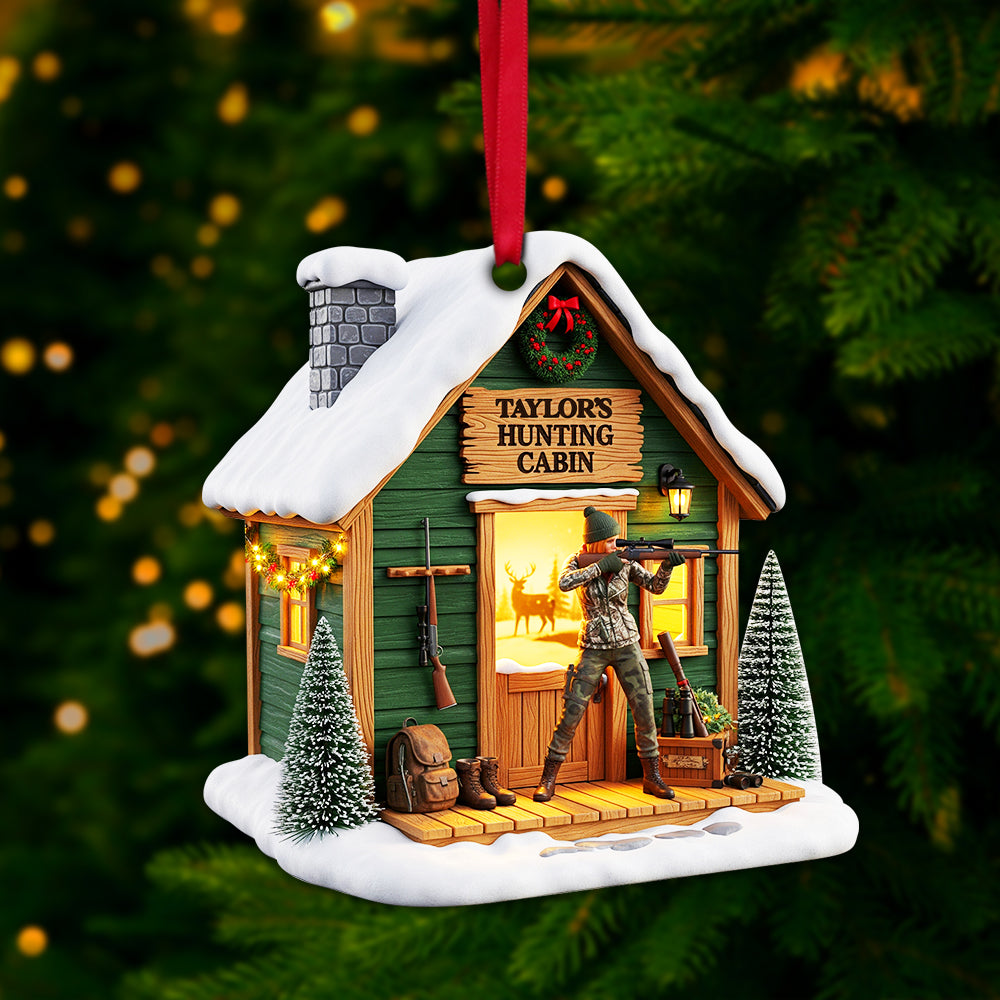 Hunting Cabin Christmas Ornament - Personalized Gift For Hunters 02Ohlu140825 - Image 3