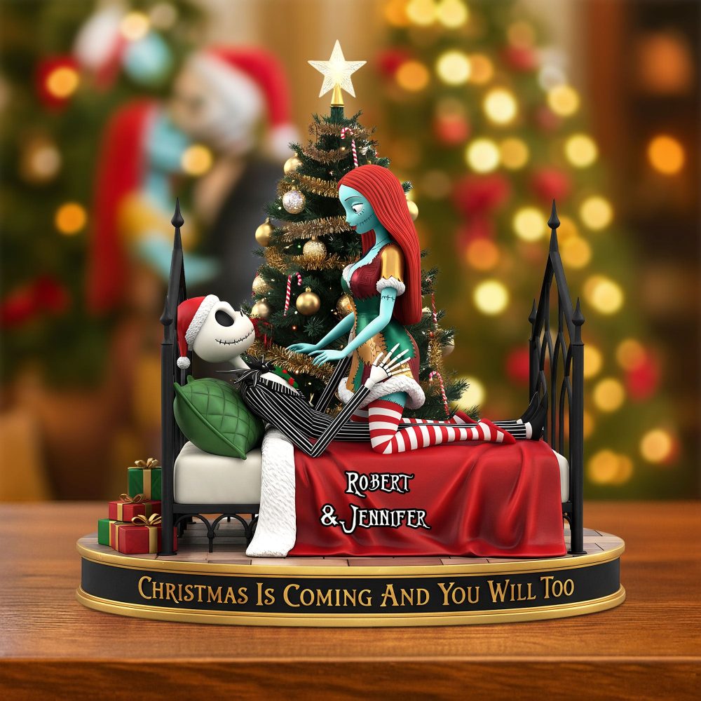 Christmas Is Coming And You Will Too - Playful Spooky Couple Ornament - Personalized Gift For Couples - Image 2