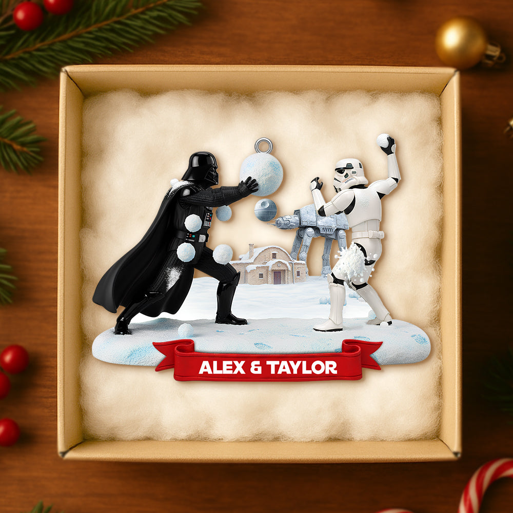 Celebrate With A Snowball Fight - Galactic Snowball Fight Ornament , Personalized Christmas Gifts For Star Wars Fans - Image 4
