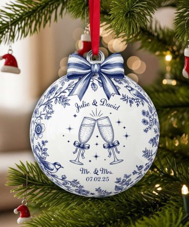 Love Sparkles: Personalize Your Happily Engaged Couple Ornament - Unique Christmas Gift For Couples