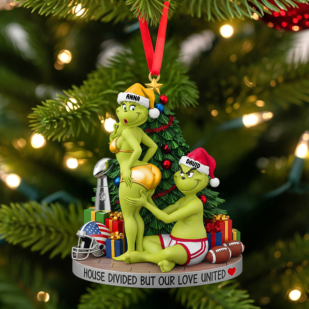 House Divided But Our Love United - Personalized Funny Christmas Ornament For Football Lovers - Image 2